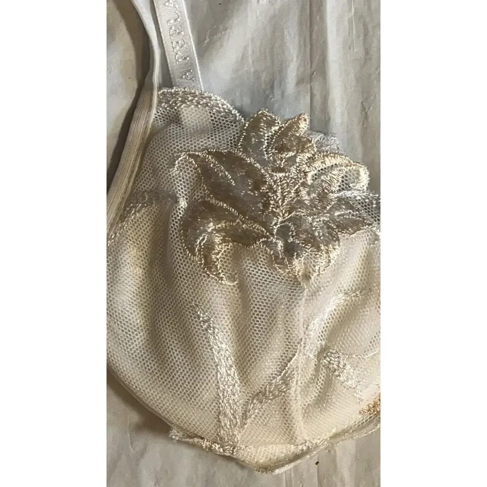 Vintage La Perla Ivory Floral Lace Luxury Italian Underwire Bra Size: 34B NWT - Picture 10 of 13